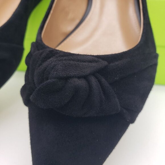 BNIB Sam Edelman Wheaton Black Suede Knot Accent Pointed Toe Flat Size 7.5 - Picture 2 of 15